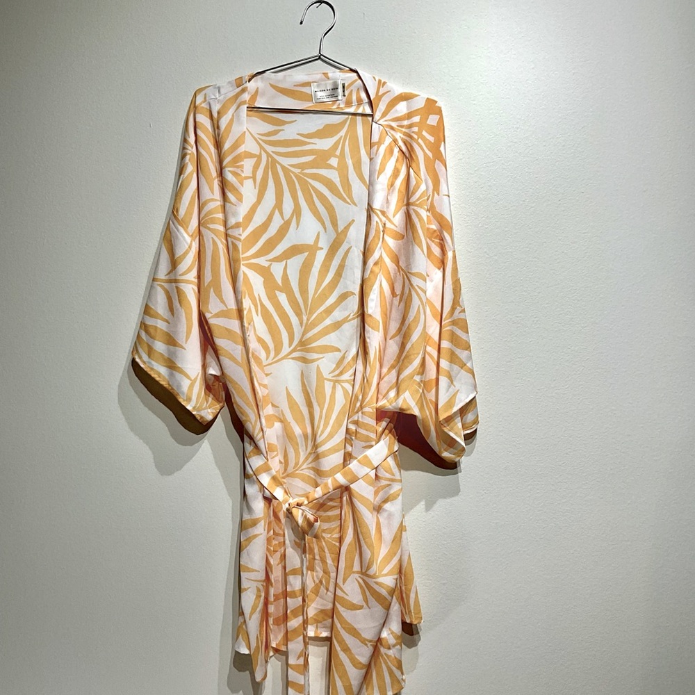 Tropical Leaf Print Robe